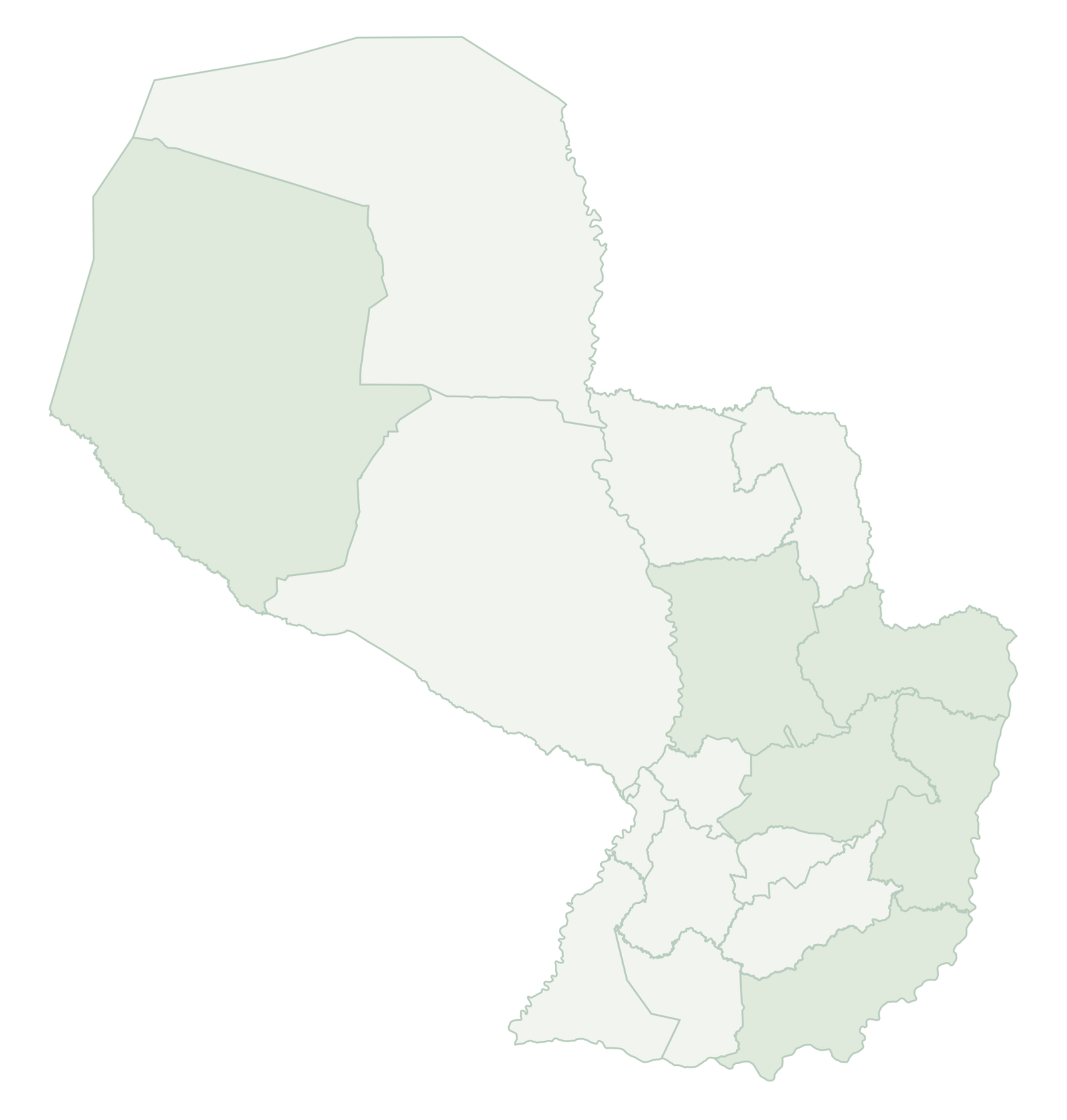 Mapa del Paraguay con departamentos